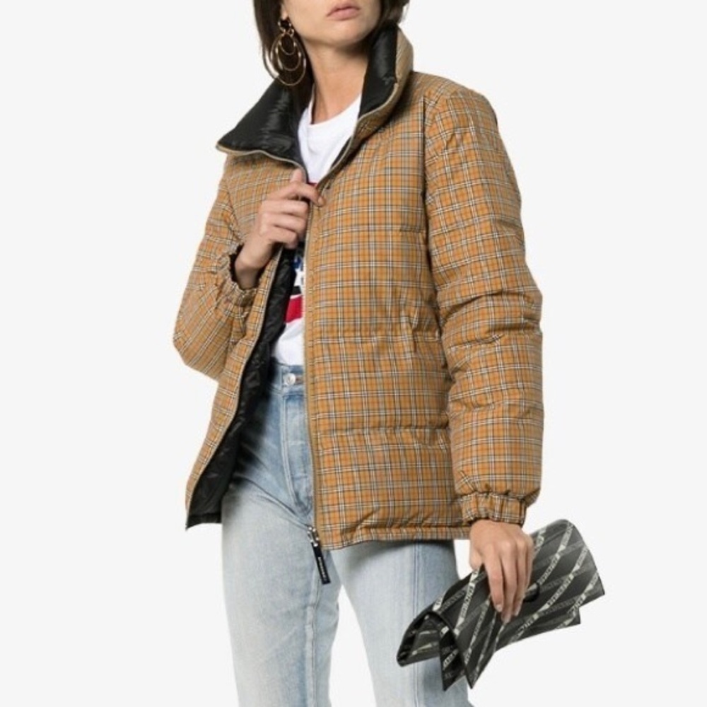 BURBERRY Reversible Beige Check Down Jacket